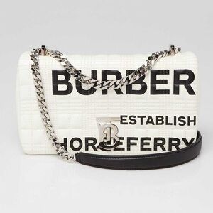 Burberry Limited Patent Quilted Horseferry Print Small Lola Bag in White NWT